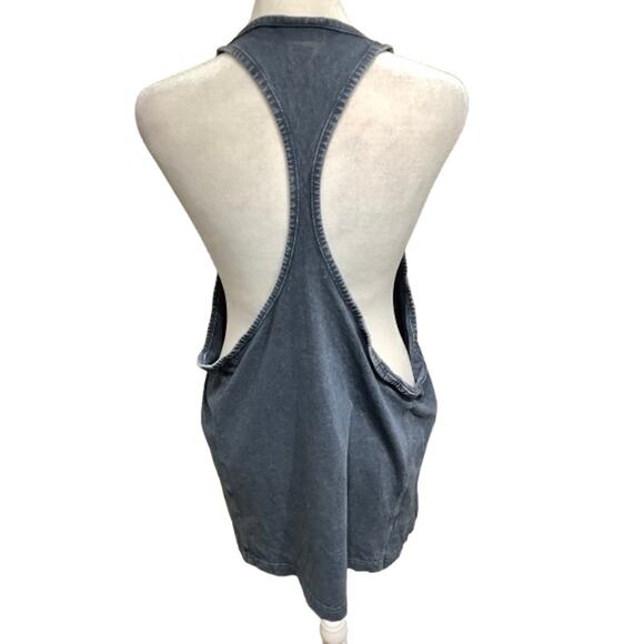 Gymshark Blue Heathered Distress Racerback Tank Top M Athleisure Streetwear Y2K - Picture 2 of 3